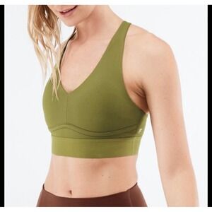 Fabletics All Day Everyday Bra II Womens S Olive Green Low Impact Strappy Bra